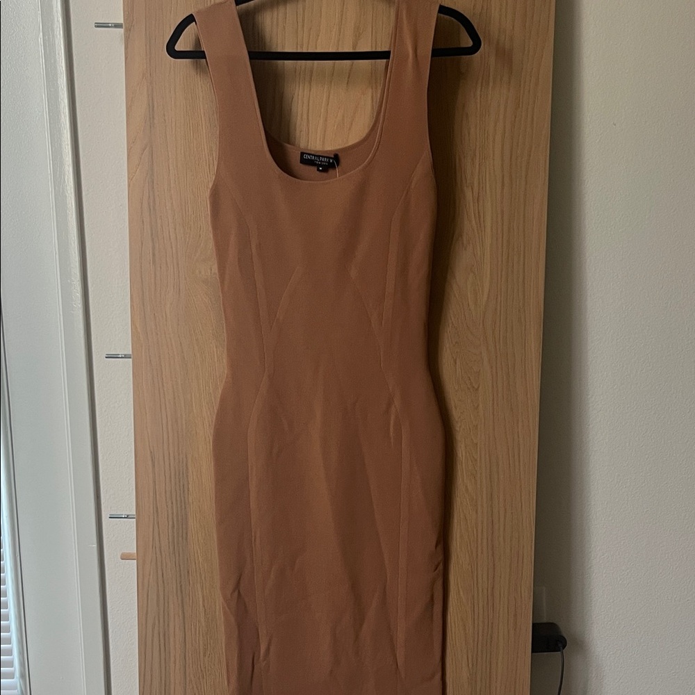 Central Park West Tan Bodycon Dress